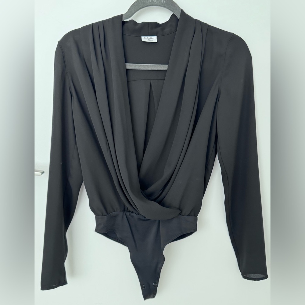 Aritzia Babaton Black Drape Bodysuit